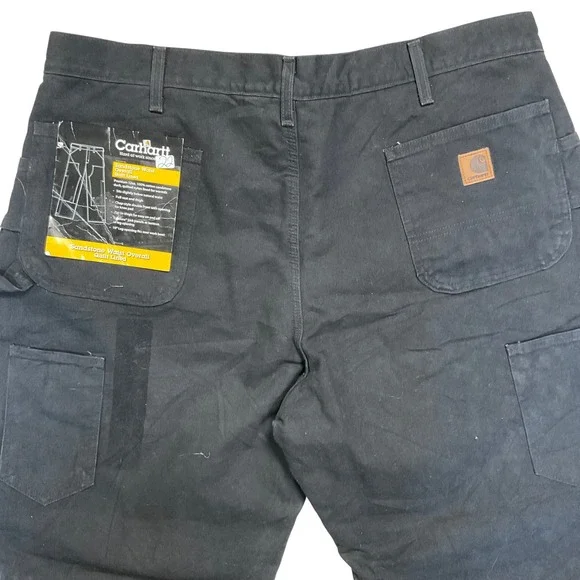 Carhartt B194 BLK Quilt Lined Sandstone Double Knee Work Pants 42x36 NWT VTG '08